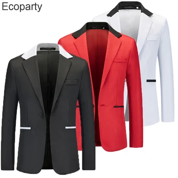 2023 Мъжки костюм сако мода случайни ревера цвят съвпадение мъже нетактичност тънък годни бизнес костюм палто сватбено парти рокля Casaco мъжки