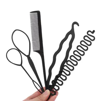 5Pcs коса плитка инструмент гребен издърпайте косата игла коса щифт кок ролков производител обрат маша конска опашка DIY професионални стайлинг аксесоари
