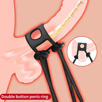 1pc Регулируем пенис пръстен въже силиконови петел пръстени секс играчки за възрастни мъже мъжки траен cockring секс магазин забавяне еякулация инструмент