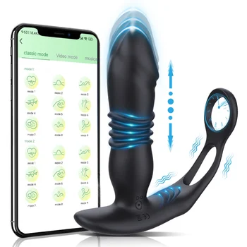 APP контрол Телескопичен челен щепсел Анален вибратор Секс играчки за мъже Задник Анално Дилдо Простатен масажор Мъже Bluetooth Buttplug 9 режима