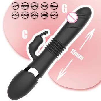 телескопичен заек вибрация автоматично тласкане вибратор вибратор секс играчки за жени клиторис стимулатор вагин женски мастурбация