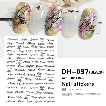 Ръкописни шрифтови букви за декорация на нокти ултра тънко прозрачно фолио злато сребро черно бяло нокти изкуство ленти DM001