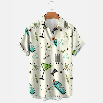 Памучни смеси Парти ризи с къс ръкав & Топове хавайска риза Стил 8