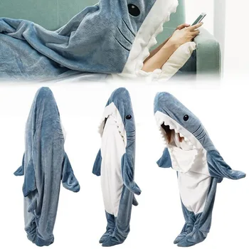 Карикатура акула спален чувал Karakal мека уютна тъкан русалка шал одеяло пижама офис дрямка акула одеяло за деца възрастен