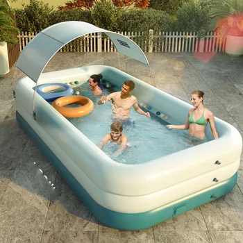  3-слоен автоматичен надуваем басейн Големи басейни за семейство Подвижен детски басейн Океанска топка PVC баня Деца