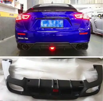Високо качество REAL CARBON FIBER REAR BUMPER TRUNK LIP SPOILER DIFFUSER За Maserati Ghibli 2014 2015 2016 2017 С LED светлина