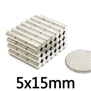 10/20/30/50PCS дебели малки кръгли мощни магнити 5x15 mm насипен лист неодимов магнит 5x15mm постоянни силни магнити 5 * 15 mm