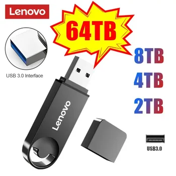 Lenovo USB флаш устройство USB3.0 интерфейс реален капацитет 64TB 32TB писалка диск висока скорост Pendrive 2TB 4TB USB памет за PC / ps4 / ps5