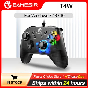 GameSir T4w кабелен геймпад USB игрови контролер с вибрация и турбо функция PC джойстик за Windows 7 8 10 11