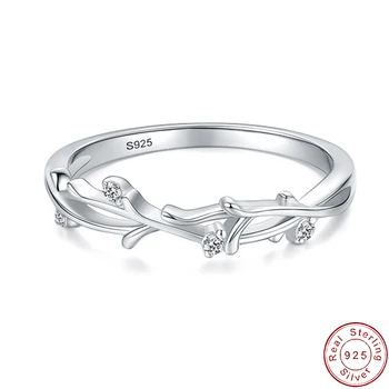JIALY Пенливи европейски пресни клонове AAA циркон S925 стерлинги сребърен пръст пръстен за жени рожден ден парти сватбени бижута