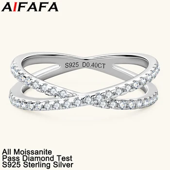 AIFAFA Всички истински Moissanite сватбени пръстени за жени Най-високо качество 100% S925 чисто сребро годежен пръстен Jewel Pass диамант тестер