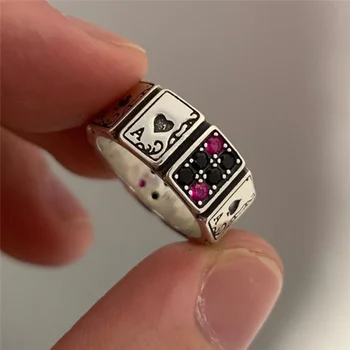Творчески жени реколта от неръждаема стомана отваряне регулируем пръстен циркон покер пръстен пънк пръстени за жени бижута годишнина подарък