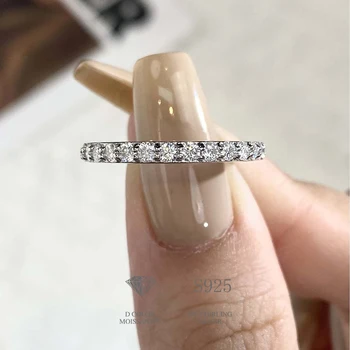 DiamondWorld Luxury Real Moissanite Diamond Solitaire стифиращи пръстени за жени 925 стерлинги сребро вечност сватбени бижута
