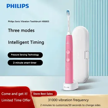 Philips HX6855 Електрическа четка за зъби за възрастни Звукова вибрация акумулаторна четка за зъби (с кутия за четка за зъби)
