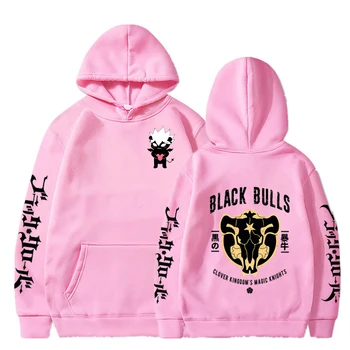 Аниме Черна детелина Качулки Black Bulls Графичен Asta Print Суитчър Y2k Harajuku Пуловер Sudadera Casual Streetwear Спортно облекло