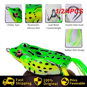 1/2/4PCS 8.5G 13G 17.5G жаба примамка мека тръбна стръв пластмасова риболовна примамка с риболовни куки Topwater Ray Frog изкуствени 3D очи