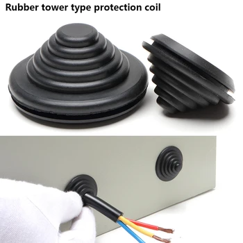 Черна гумена кула тип защитна бобина Snap на контур защитна намотка тел охрана пръстен тел обвивка над намотка тел контур запечатване капачка