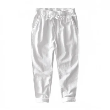 Chinoiserie дишаща шнур ластик бельо случайни панталони мъжки хлабав памук бельо панталони Ramie плажно облекло