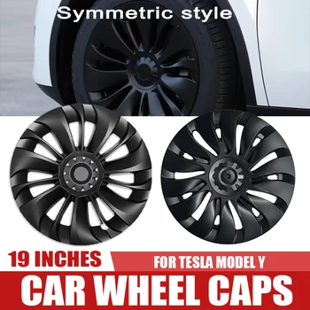 гореща продажба Матово черно главина капачки 4PCS HubCap производителност автомобилни аксесоари за Tesla модел Y симетричен стил капачки на колела