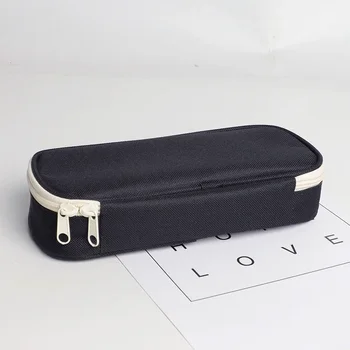 1 парче простота студент молив случай творчески мода плътен цвят молив чанта висок капацитет платно канцеларски съхранение чанта