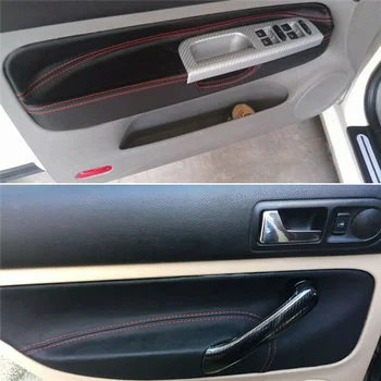 LHD капак на панела на вратата за -VW Golf 4 MK4 Jetta 1998 - 2005 кола врата подлакътник панел капак стикер подстригване черен с червен