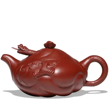 Подходящ за колекцияЛилав глинен чайник Домакински чайник Чаен комплект Чист ръчно изработен рибен юе Лонгмен Риба Дракон Пот Единичен чайник