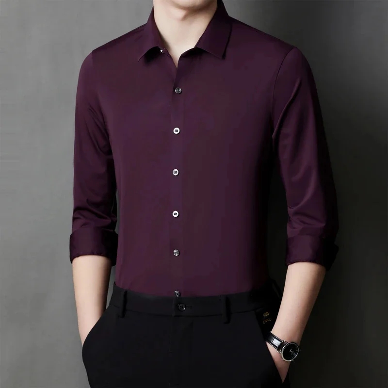 LIONJUMP Пролет Нови мъжки ризи Бизнес случайни корейска версия Тънък бамбук влакна не-желязо облекло мъжки
