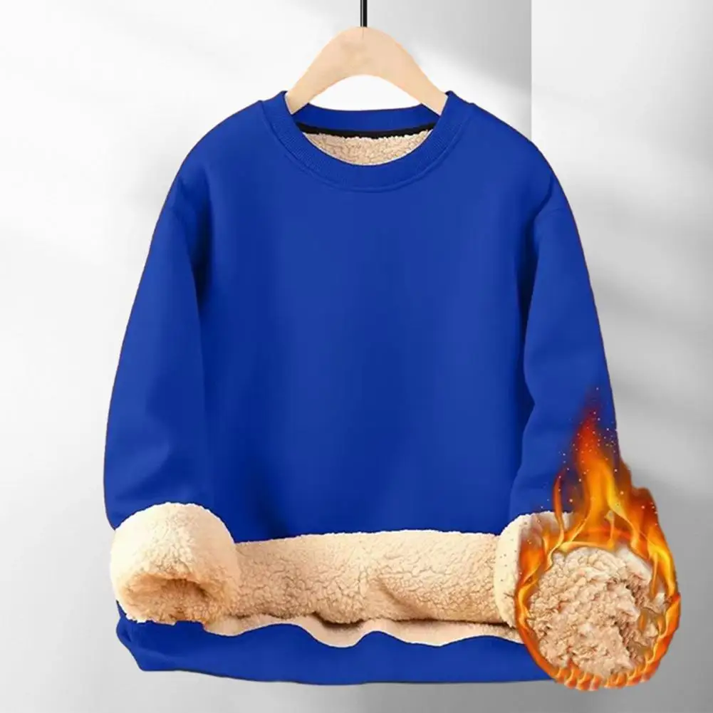 Есенен суитчър Топъл плюшен мъжки суитчър Уютен пуловер със средна дължина за зимна есен с меко задържане на топлината Loose Fit Pure