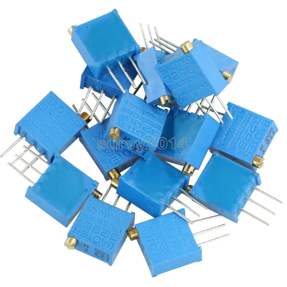 15 Стойност 3296 Тример Променлив потенциометър резистор 100R / 1K / 10K / 100K / 1MK / 200R / 2K / 20K / 200K / 2MK / 50R / 500R / 5K / 500K Ohm Trimpot