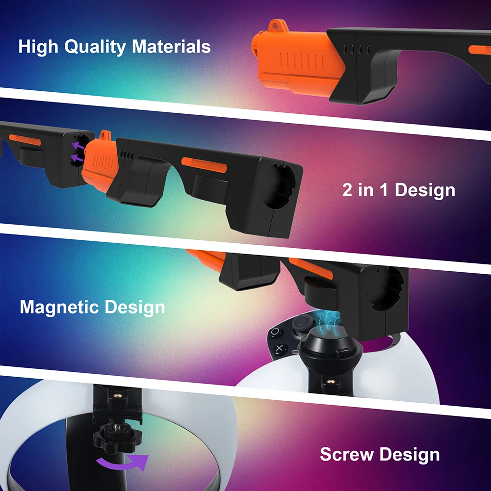 VR Stock Cover Дръжки за пистолети за бързо освобождаване Магнитен пистолет Stock VR аксесоари Съвместим за PS VR2 Game Controllers