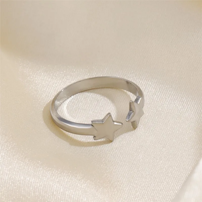 ANENJERY 316L неръждаема стомана сладък пет точка звезда отворен пръстен за жени мода популярни пръстен парти бижута acceessory подарък