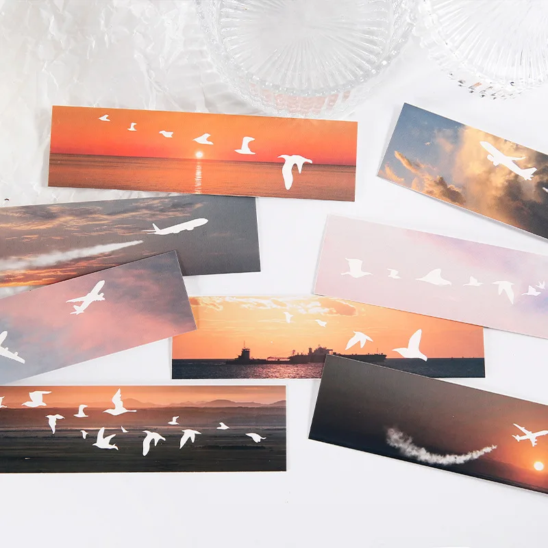 30 бр / комплект светлина отговаря птици серия хартия маркер творчески залез природа INS стил книга