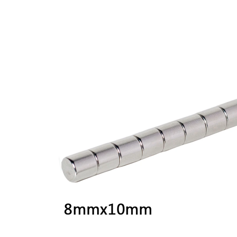 10/20/50PCS 8x10 mm Силен цилиндър Редки земни магнити Кръгли неодимови магнити 8x10mm Малък магнитен диск 8 * 10 mm N35